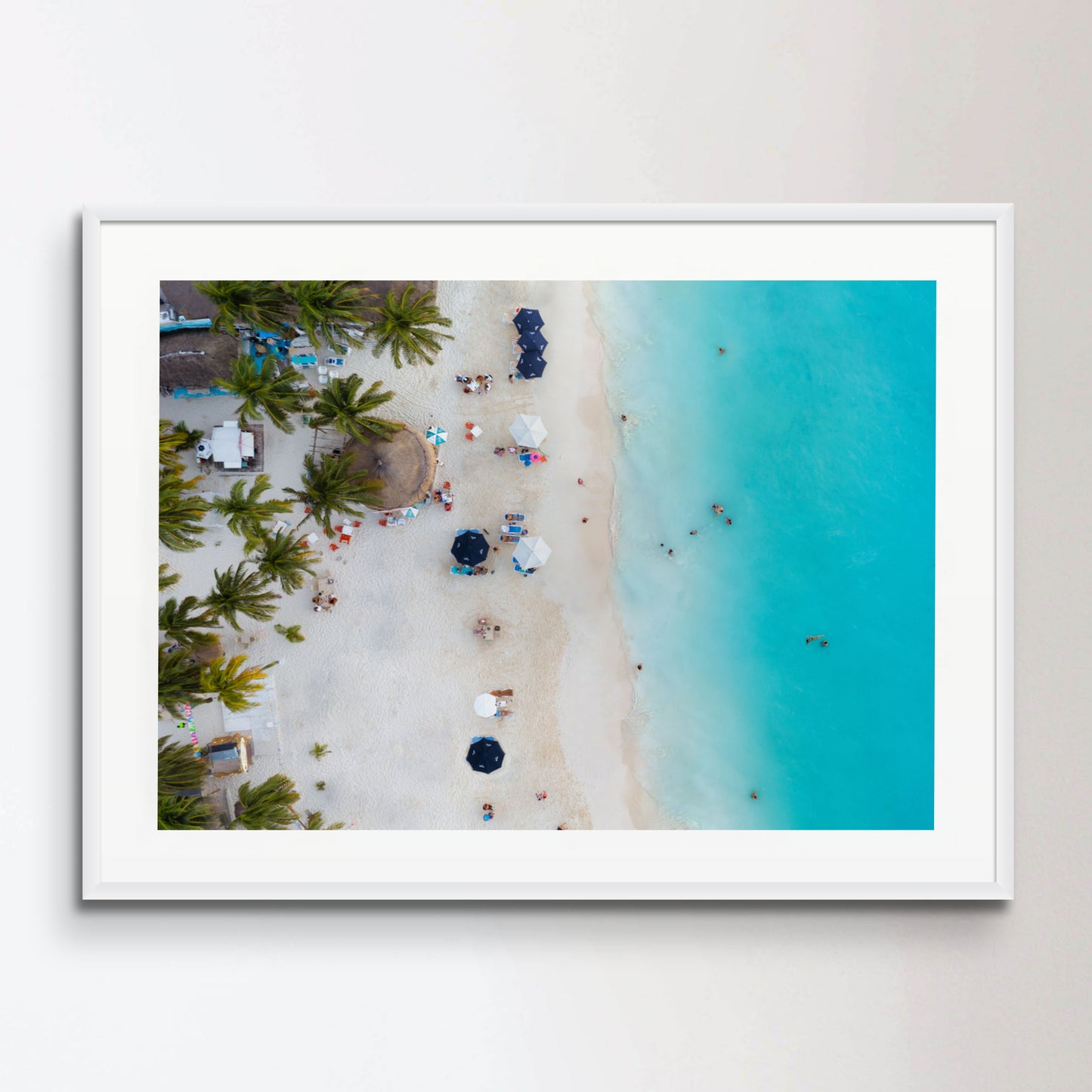 Beach umbrella near the blue ocean