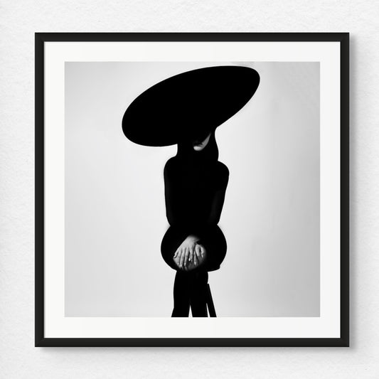 Abstract woman black silhouette with big hat