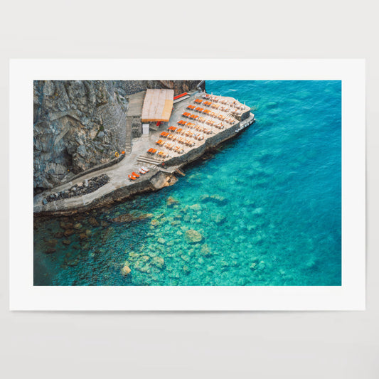 Positano Beach on the Amalfi Coast in Italy.