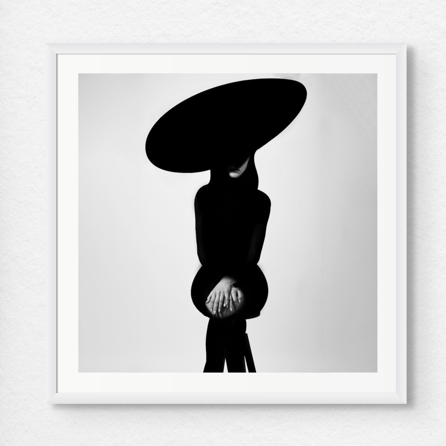 Abstract woman black silhouette with big hat