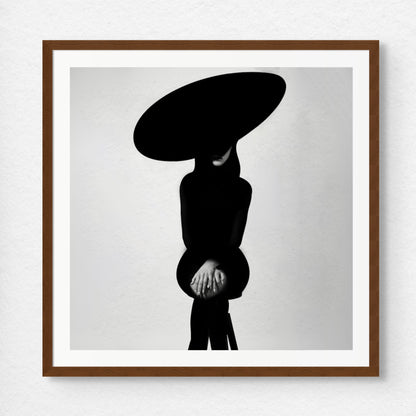 Abstract woman black silhouette with big hat