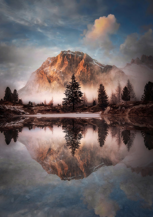 Beautiful landscape of Falzarego Pass Lake Limides