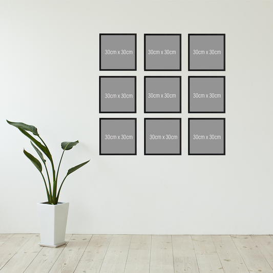 Black wooden square frame gallery wall bundle - 9 frames