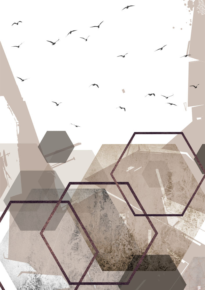 Abstract Hexagons Beige 2