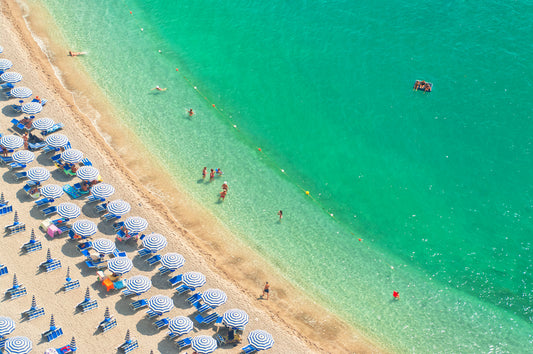 aerial view of beach with people