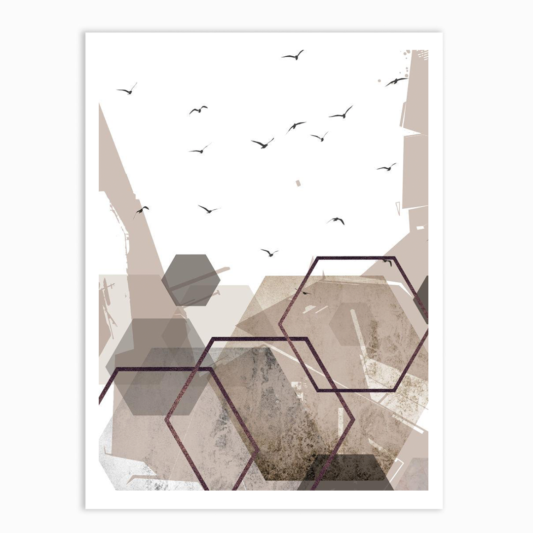 Abstract Hexagons Beige