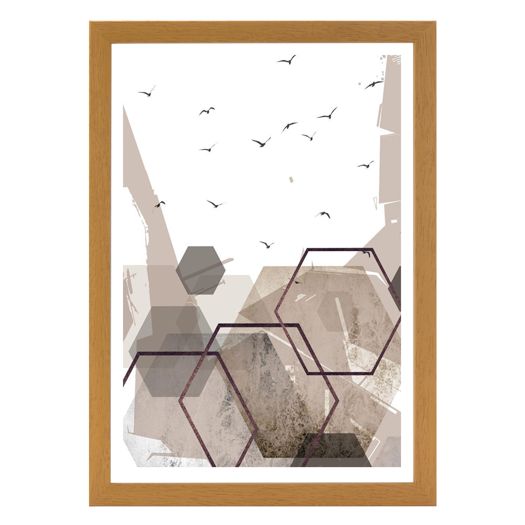 Abstract Hexagons Beige