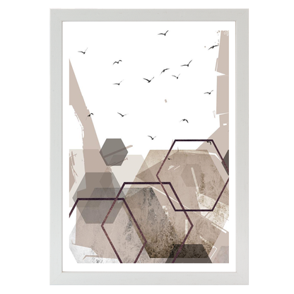 Abstract Hexagons Beige