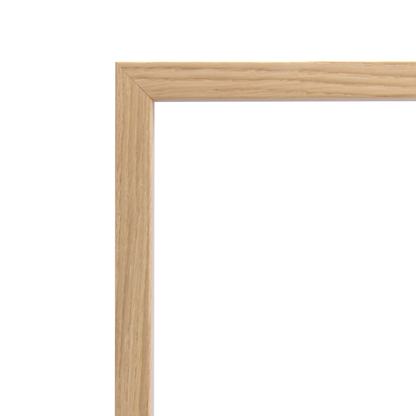 Square thin oak wooden frame with thin white mount