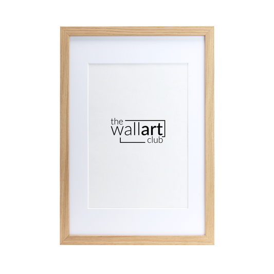 Thin oak wooden Frame with thick white mount