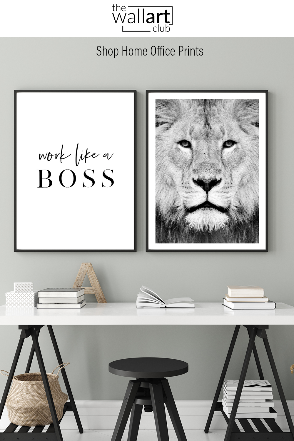 Lion Portrait Print B&W