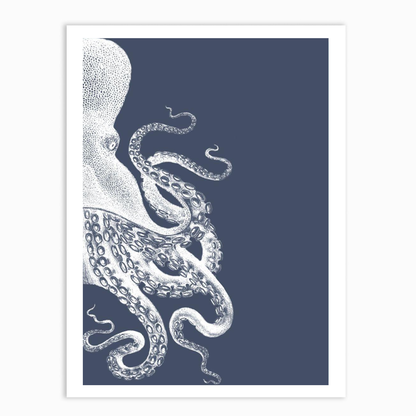 Octopus Indigo Blue and Cream b