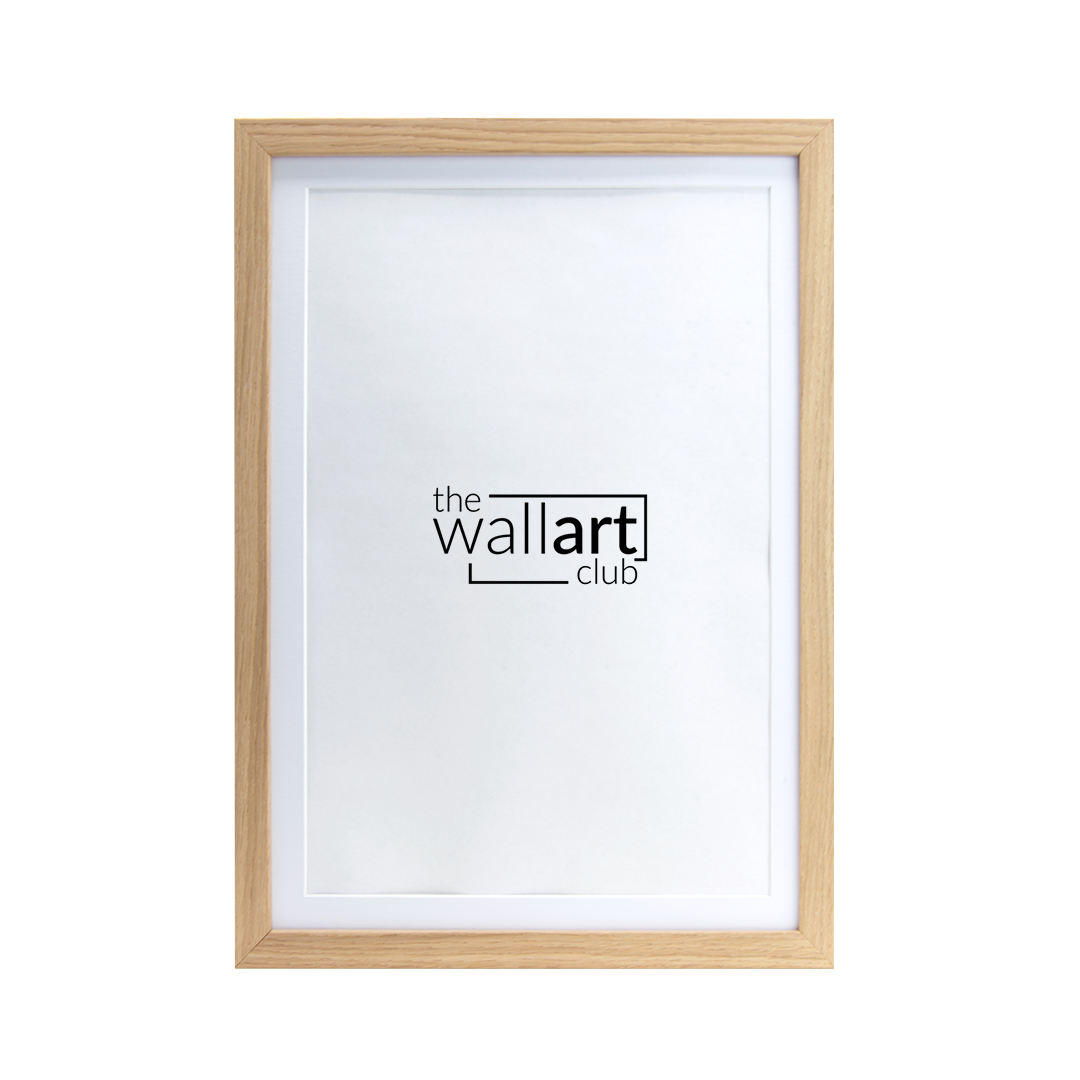 Thin oak wooden Frame with thin white mount